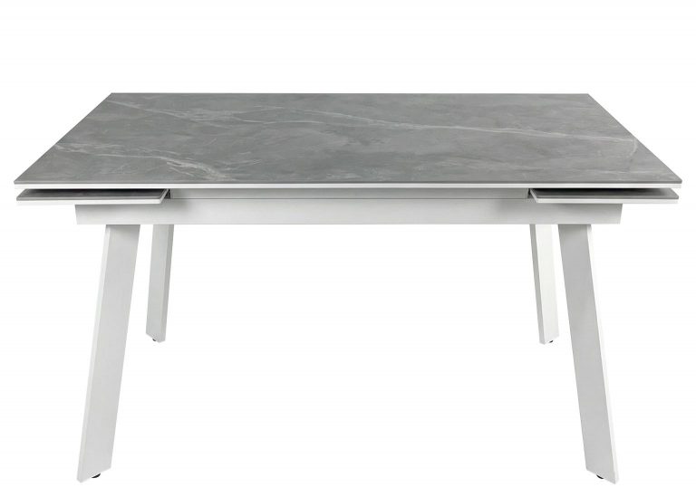 Стол Саен 35 раздвижной 140 x 80 (+30 +30) см Острые углы Керамика серая Опора белая Мир Стульев