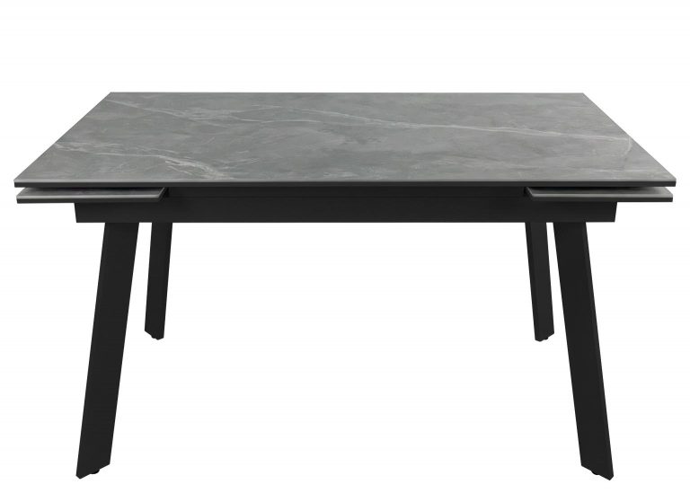 Стол Саен 35 раздвижной 140 x 80 (+30 +30) см Острые углы Керамика серая Опора Чёрная Мир Стульев