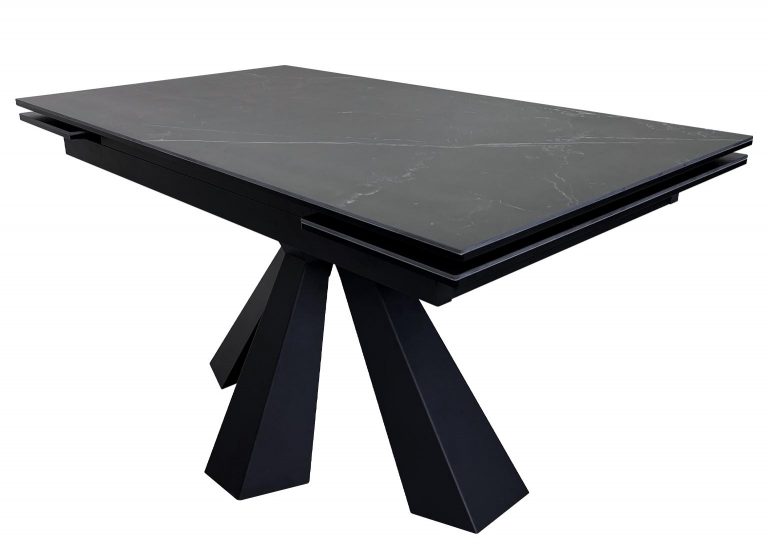 Стол Саен 39 Керамика чёрная раздвижной 140 x 80 (+30 +30) см Острые углы Опора Чёрная Мир Стульев